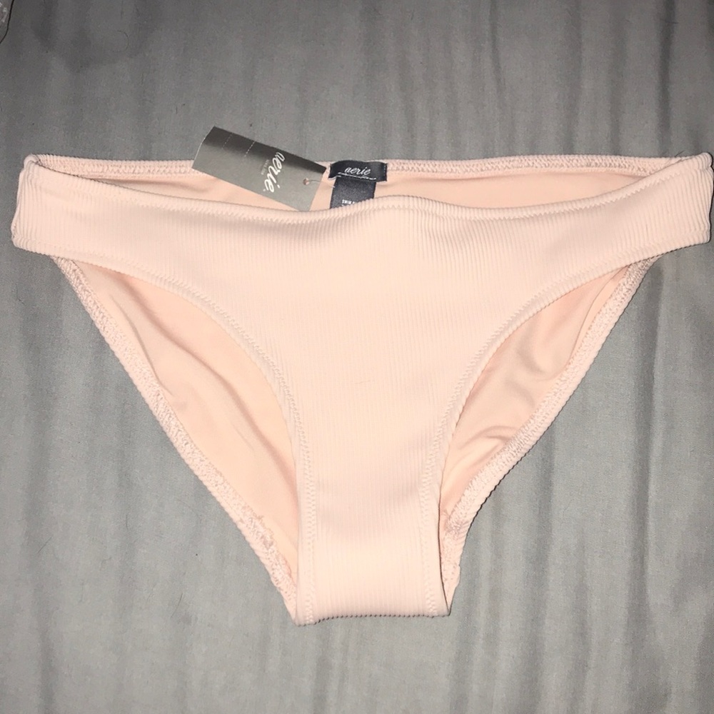 Aerie light pink ribbed bikini bottom